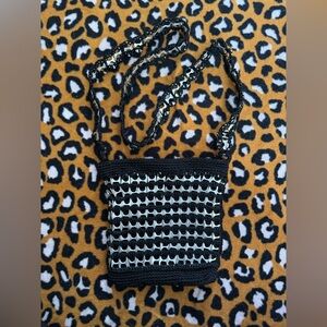 Vintage Black Crochet Soda Tab Crossbody Bag